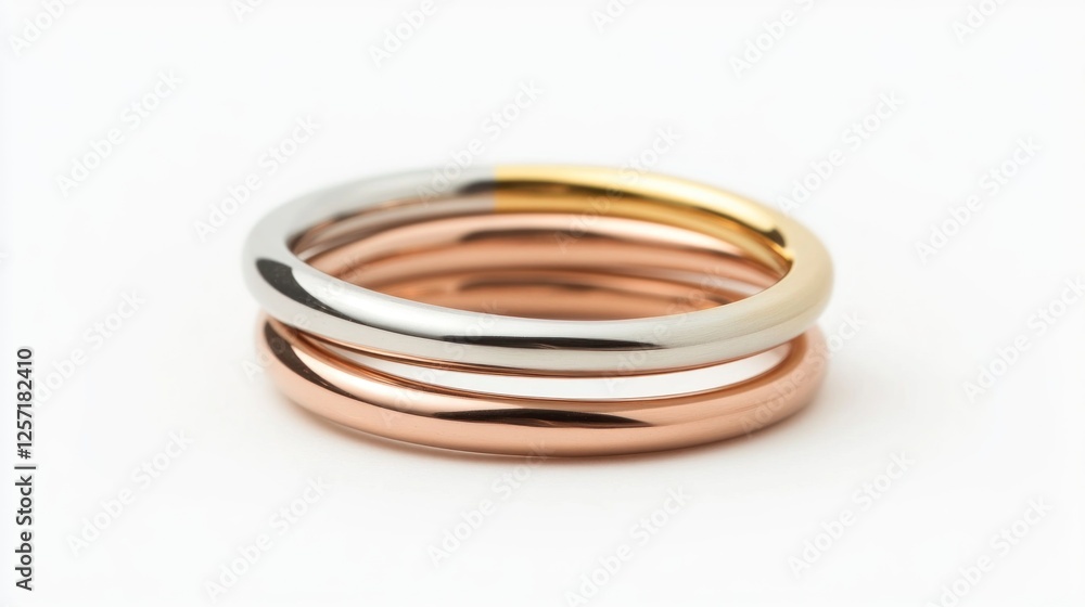 Naklejka premium Two Multi-Metal Wedding Rings, Studio Shot, Jewelry