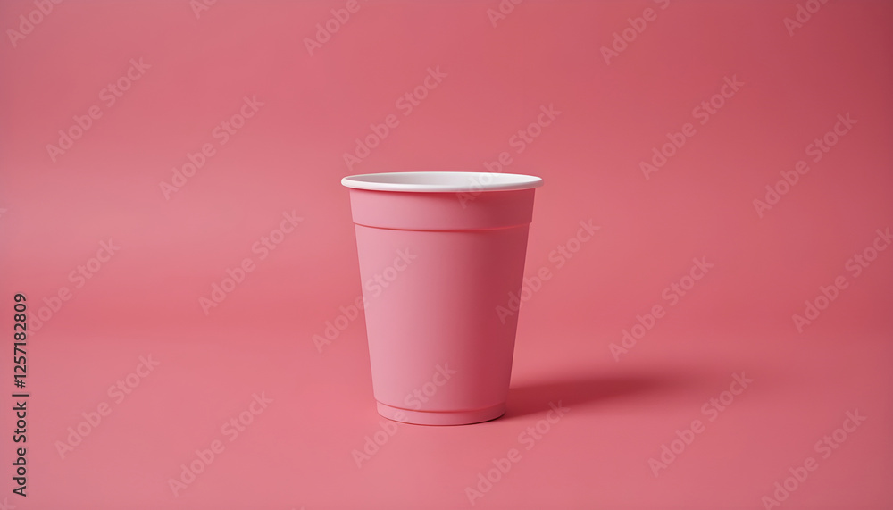 Pink Disposable Cup Against a Solid Pink Background Pink Disposable Cup Against a Solid Pink Background