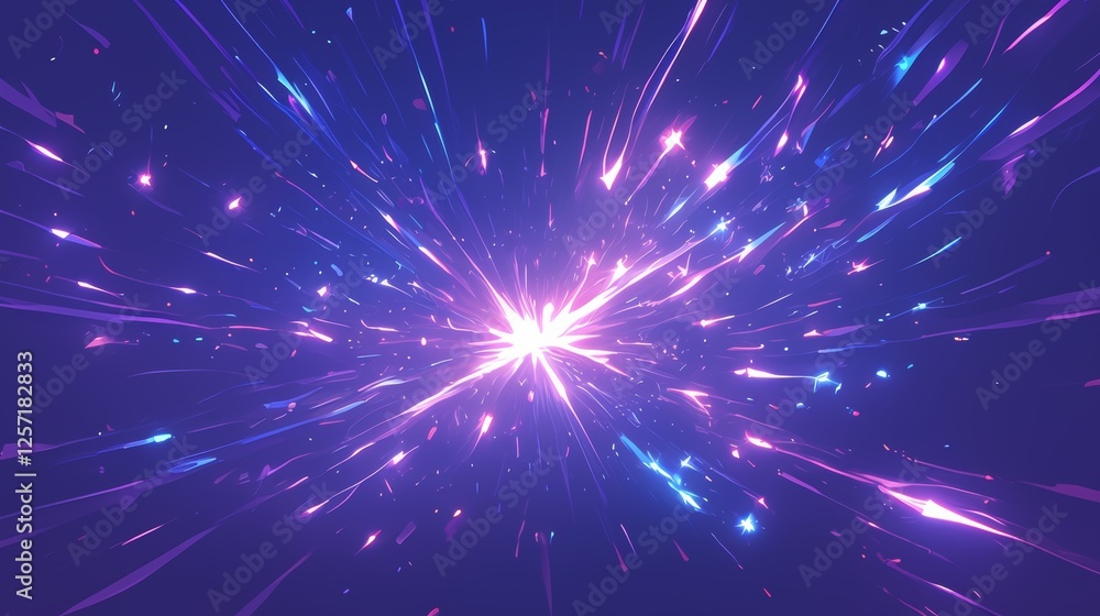 Naklejka premium Abstract cosmic light burst background. Featuring cosmic light burst and vivid colors. Emphasizing depth and radiance. Ideal for space and dynamic themes.
