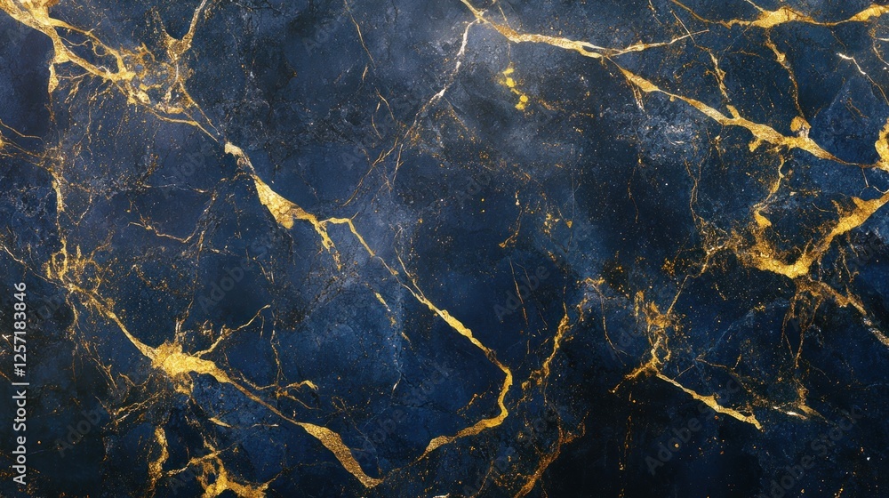 Abstract depiction of dark blue marble with gold veining Abstract depiction of dark blue marble with gold veining
