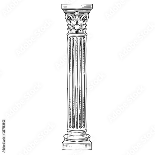 greek and roman columns handdrawn illustration