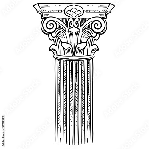 greek and roman columns handdrawn illustration