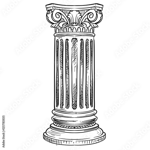 greek and roman columns handdrawn illustration