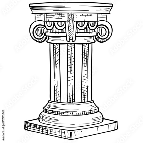 greek and roman columns handdrawn illustration