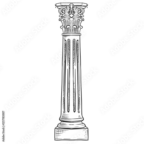 greek and roman columns handdrawn illustration