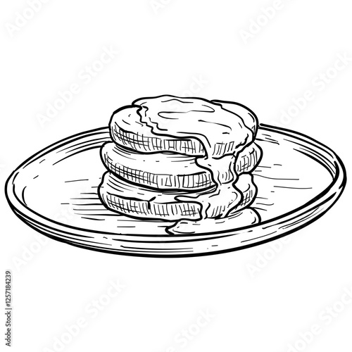 american pancakes handdrawn illustration