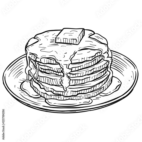 american pancakes handdrawn illustration