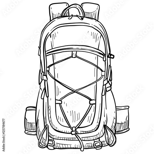 hiking and trekking bags handdrawn illustration