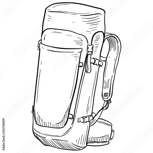 hiking and trekking bags handdrawn illustration