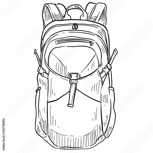 hiking and trekking bags handdrawn illustration