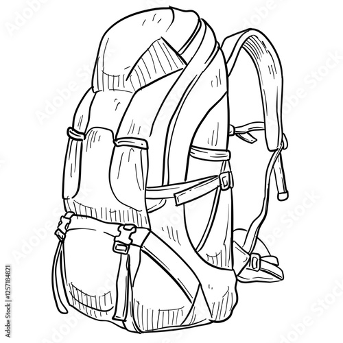 hiking and trekking bags handdrawn illustration