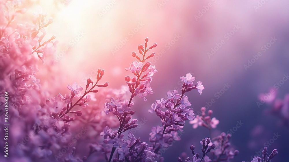 Soft Sunlight Bathed Spring Lilac Flowers in Gentle Glow Soft Sunlight Bathed Spring Lilac Flowers in Gentle Glow