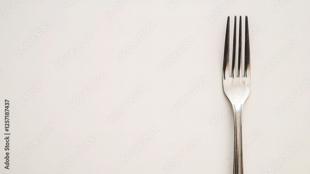 Isolated Silver Fork with Detailed Tines on White Background Isolated Silver Fork with Detailed Tines on White Background