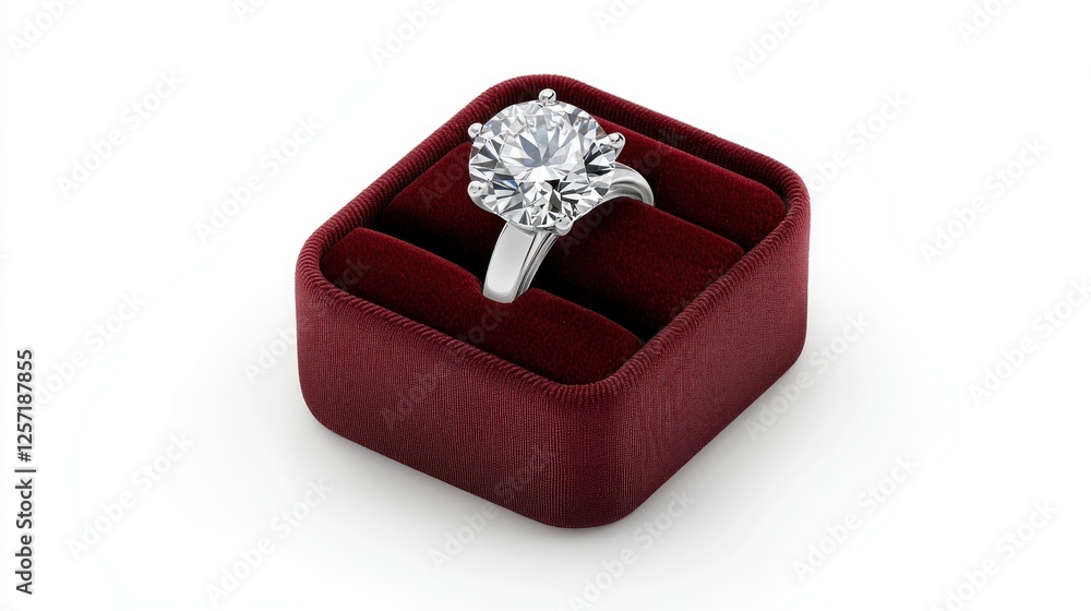 Diamond ring in red velvet box Diamond ring in red velvet box