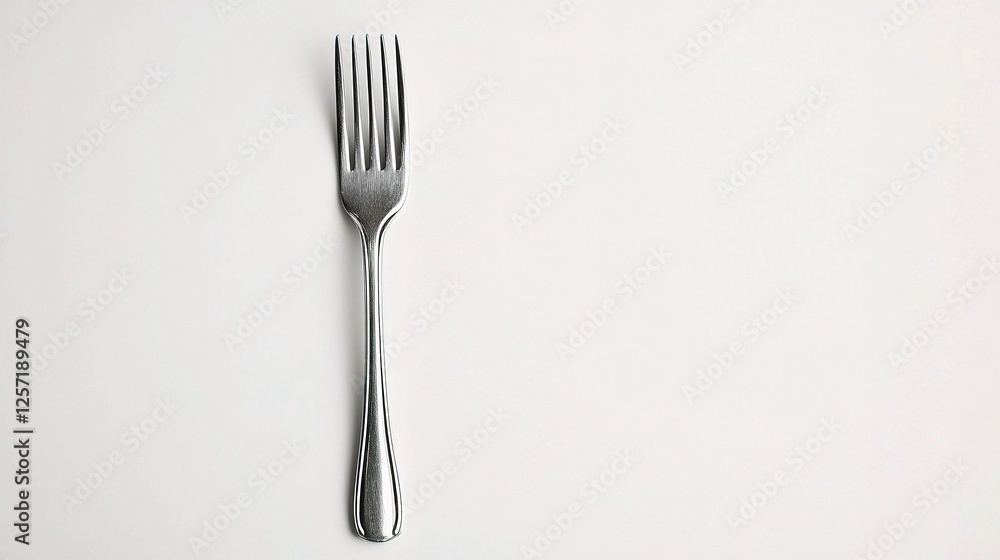 Isolated Silver Fork with Detailed Tines on White Background Isolated Silver Fork with Detailed Tines on White Background