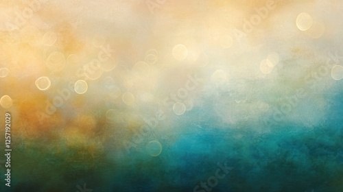 Dreamy background features blurred circles of light over hazy colors