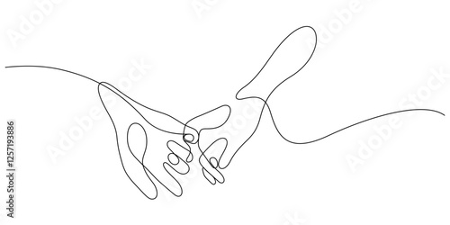 pinky swear of couple hand holding one line minimalism