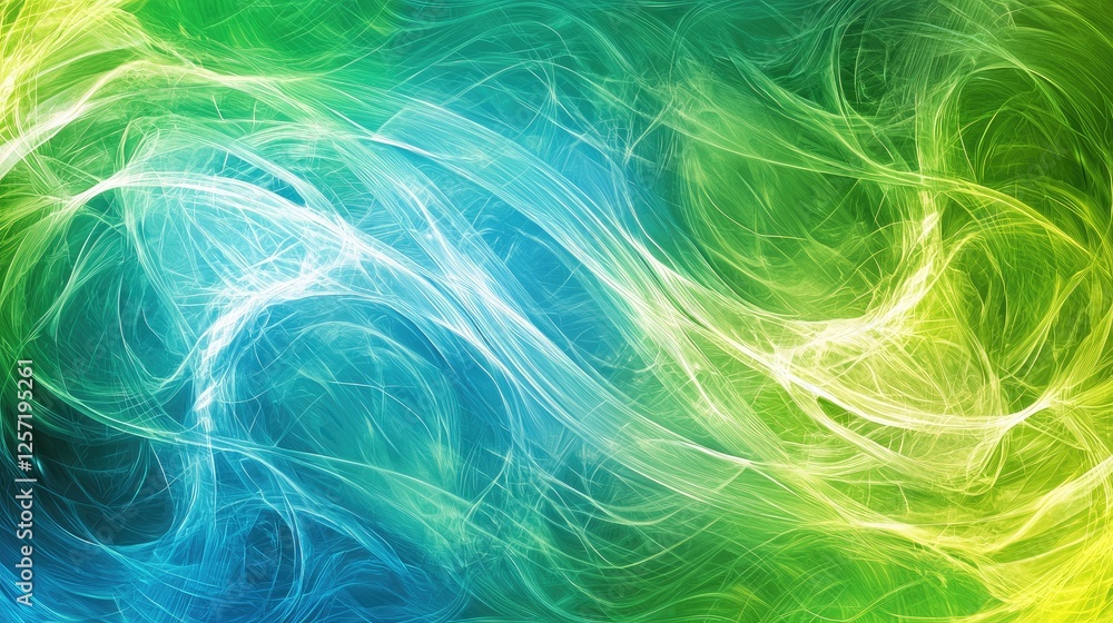 Fototapeta premium Abstract swirling green blue energy; vibrant background for design