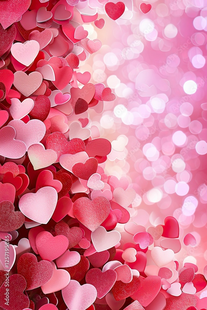 Romantic Backdrop With Soft Pink and Red Gradients, Scattered Hearts, and Dreamy Sparkles for Valentine's Day Celebration Romantic Backdrop With Soft Pink and Red Gradients, Scattered Hearts, and Dreamy Sparkles for Valentine's Day Celebration