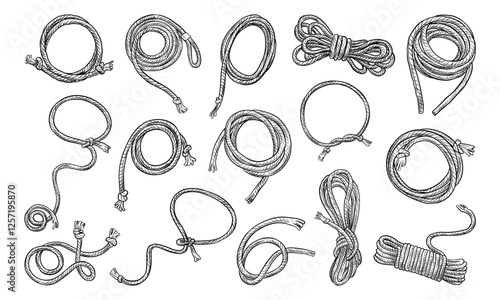 ropes and lasso handdrawn collection