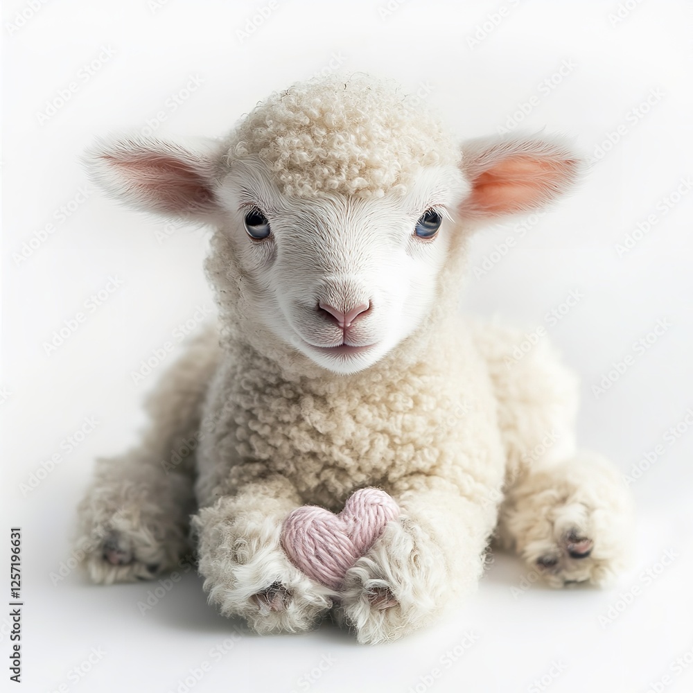 Adorable Fluffy Lamb Holding Pink Heart Sweet Baby Animal Photography White Background Tender Cute Innocent Lovely Peaceful Gentle Soft Furry Lambkin Adorable Fluffy Lamb Holding Pink Heart Sweet Baby Animal Photography White Background Tender Cute Innocent Lovely Peaceful Gentle Soft Furry Lambkin