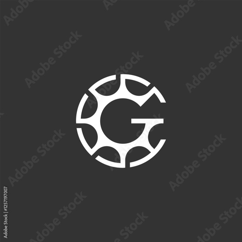 C G Letter with Gear, Cyclist and Industrial Logo Design Vector