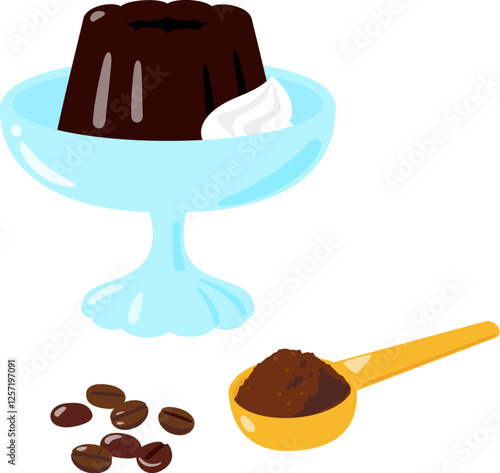 コーヒーゼリーとコーヒー豆
