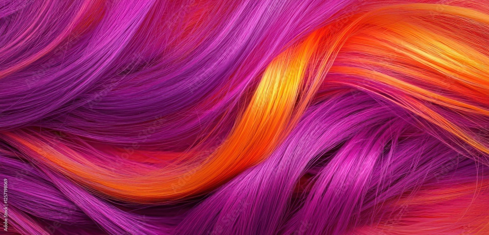 Smooth strands flow through vibrant magenta-and-orange fur. Smooth strands flow through vibrant magenta-and-orange fur.