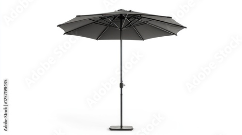 Gray Outdoor Patio Umbrella Against White Background photo