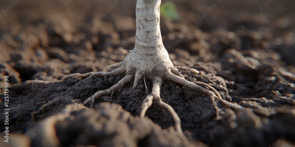 Fototapeta premium Resilient crops thriving in arid lands agriculture field dry soil close-up sustainability