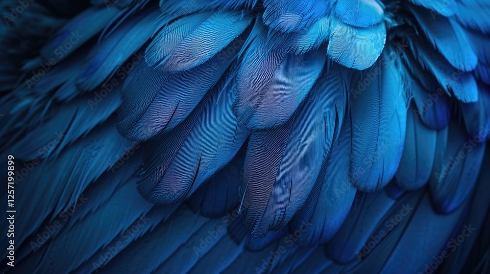 Fototapeta premium Vivid Blue Feathers Detailed Close Up Texture Background