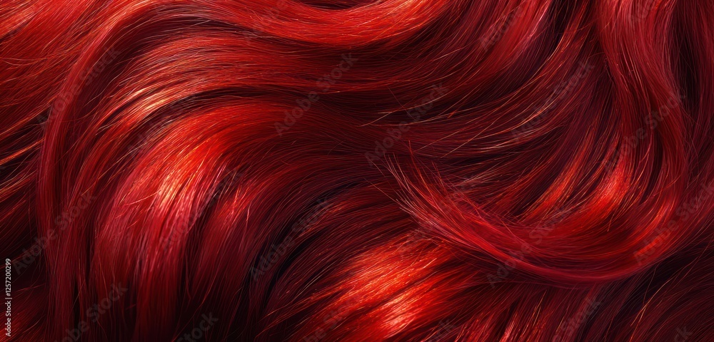 Soft strands and shimmering highlights flow through vibrant red fur. Soft strands and shimmering highlights flow through vibrant red fur.