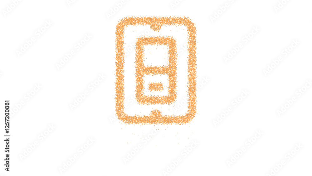 Icon light switch off is made of yellow grains of sand. Some grains of sand fall down. Transparent background. Black Icon light switch off is made of yellow grains of sand. Some grains of sand fall down. Transparent background. Black