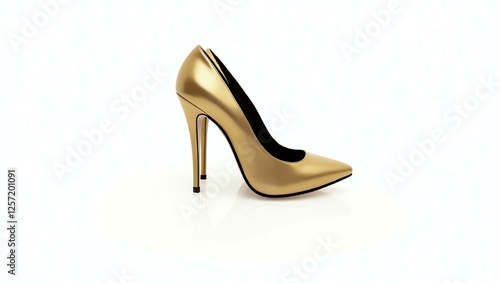 gold genuine leather stiletto heels isolated on a white background