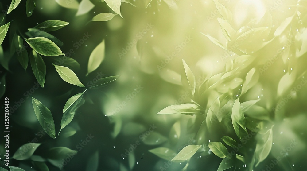 Soft Spring Bokeh Nature Background with Blurred Green Leaves Soft Spring Bokeh Nature Background with Blurred Green Leaves