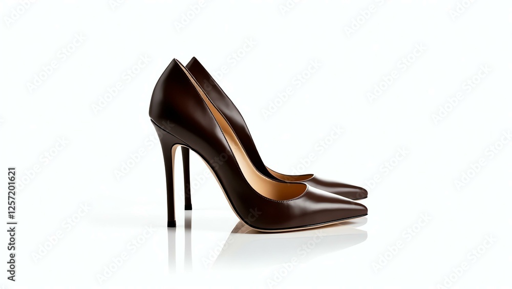 chocolate brown genuine leather stiletto heels isolated on a white background chocolate brown genuine leather stiletto heels isolated on a white background