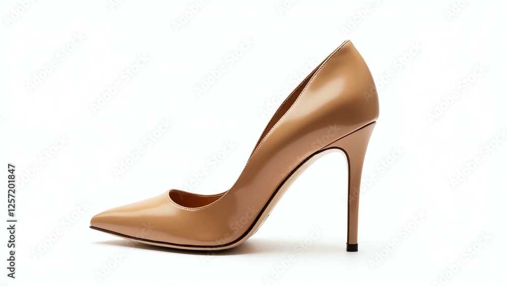 almond genuine leather stiletto heels isolated on a white background almond genuine leather stiletto heels isolated on a white background