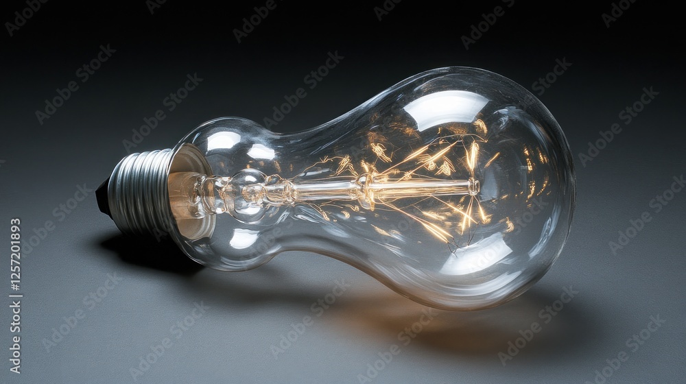 Glowing Edison bulb on dark surface; idea concept Glowing Edison bulb on dark surface; idea concept