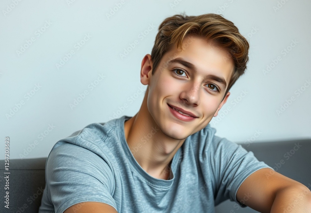 Photorealistic portrait of a young male student Photorealistic portrait of a young male student