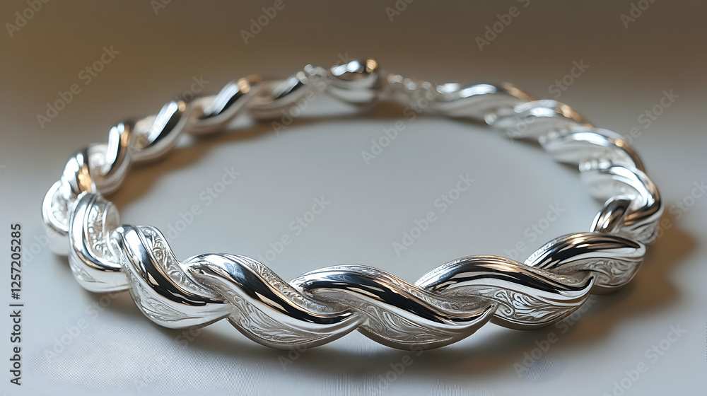 Obraz premium Photo Silver Bracelet Jewelry Metal Accessory Fashion Style Elegant Design Luxury Gift