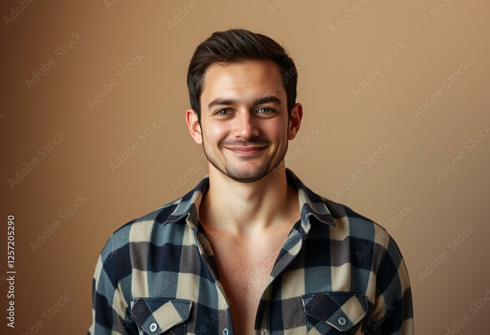 Obraz premium Male portrait in casual flannel shirt