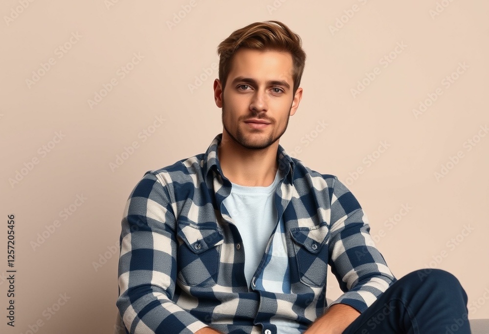 Obraz premium Male portrait in flannel shirt