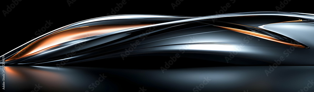 Sleek silver concept car design, dark background Sleek silver concept car design, dark background