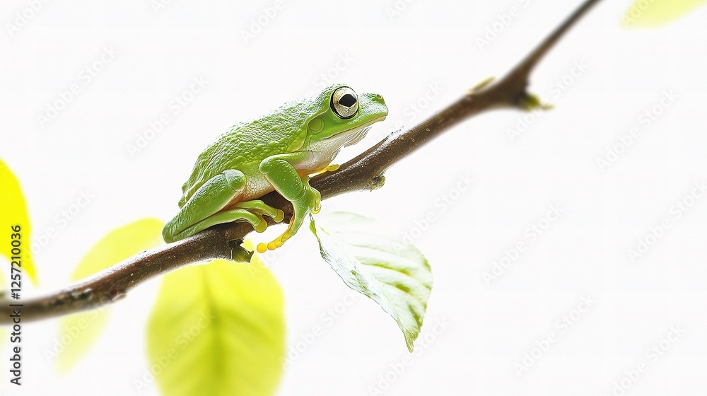 Side View of Vibrant European Tree Frog Perched on Branch Side View of Vibrant European Tree Frog Perched on Branch