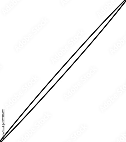 Disposable toothpick flat icon outline.
Wooden toothpick linear isolated.
Transparent background.