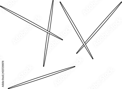 Disposable toothpick flat icon outline.
Wooden toothpick linear isolated.
Transparent background.