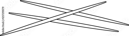 Disposable toothpick flat icon outline.
Wooden toothpick linear isolated.
Transparent background.