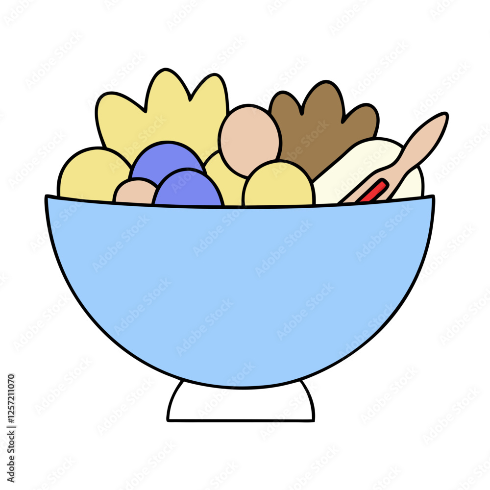 Fototapeta premium Salad Bowl Icon Vector Illustration Fresh Ingredients Healthy Food Design