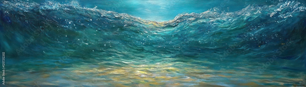 Obraz premium Stunning painting depicts the underbelly of a powerful ocean wave
