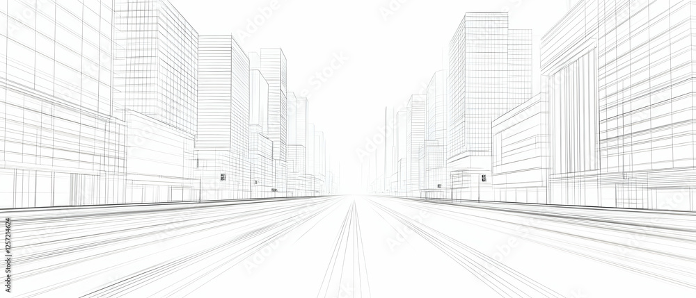 Fototapeta premium Cityscape blueprint, street view, architecture design